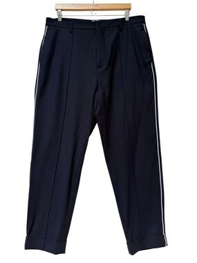 Todd Snyder Navy Blue Side White Striped Mens Wool Pants 36x28